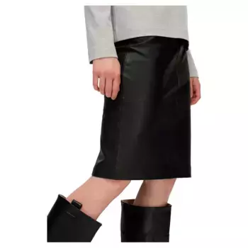 Юбка Selected Maily Leather skirt, черный