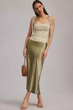 Юбка шелковая Reformation Layla, artichoke