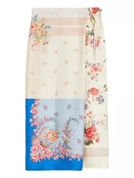 Юбка шелковая с высокой талией Weekend Max Mara, нейтральный