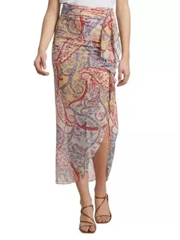 Юбка Шелковая Veronica Beard Kaydence до щиколотки, красный