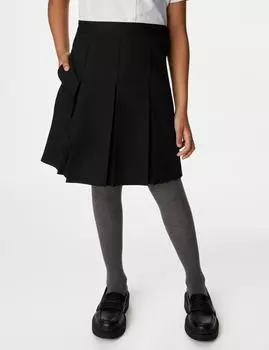 Юбка школьная с постоянными складками для девочек Marks & Spencer, черный
