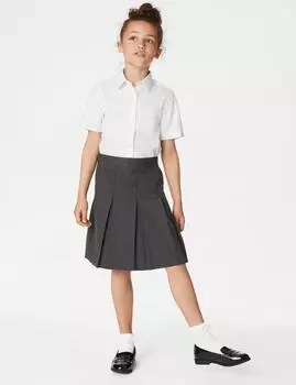 Юбка школьная с постоянными складками для девочек Marks & Spencer, серый