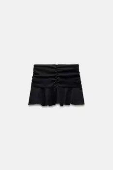 Юбка-шорб с оборкой ZARA, черный