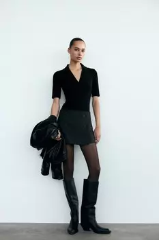 Юбка-шорт с пуговицами ZARA, темно-серый