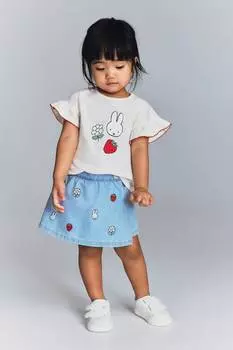 Юбка-Шорты из денима с вышивкой H&M, мультиколор