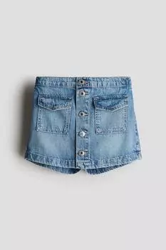 Юбка-Шорты из хлопчатобумажной джинсовой ткани H&M, синий