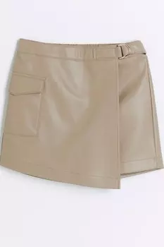 Юбка шорты из искусственного меха для девочек River Island, бежевый