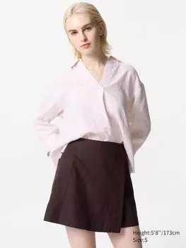 Юбка-Шорты из льняной смеси Uniqlo, коричневый
