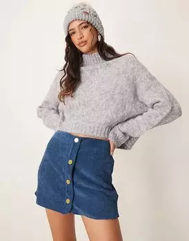 Юбка-шорты на пуговицах спереди в темно-синем цвете ASOS DESIGN