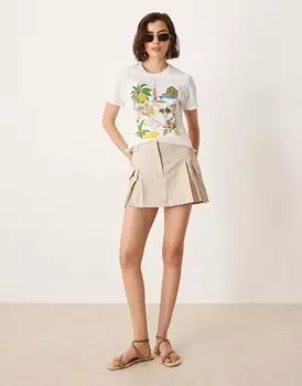 Юбка-шорты Pimkie бежевого цвета со складками