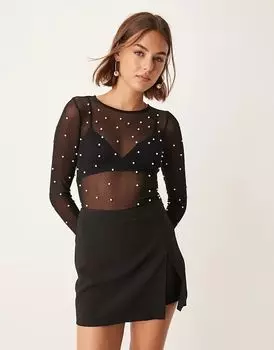 Юбка-шорты с боковым разрезом черного цвета Pimkie