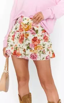 Юбка-шорты с цветочным принтом цвета слоновой кости Show Me Your Mumu