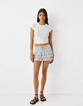 Юбка-Шорты с оборками Bershka, серый