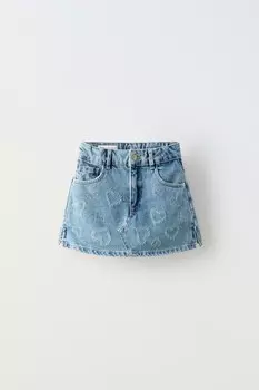 Юбка-шорты с сердцем ZARA, синий