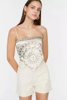 Юбка-шорты Trendyol джинсовые, экру