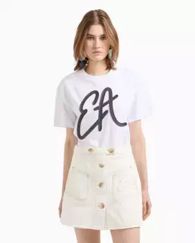 Юбка/шорты в стиле дрель с большими пуговицами Emporio Armani, цвет Blanco Hielo
