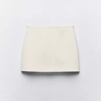 Юбка-шорты Zara Linen Blend High-Waist, белый