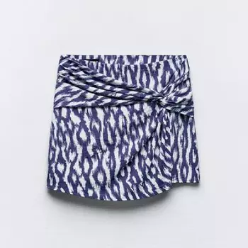 Юбка-шорты Zara Printed, сиий/белый
