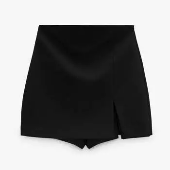 Юбка-шорты Zara Skort With Slit Detail, черный