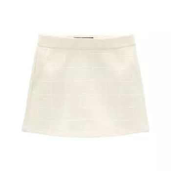 Юбка-шорты Zara Textured Check, экрю