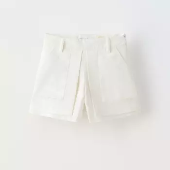 Юбка-шорты Zara True Neutrals Cotton And Linen, экрю
