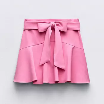 Юбка-шорты Zara With Tied Belt, розовый