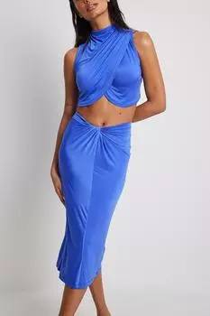 Юбка - Синяя - Миди NA-KD, синий