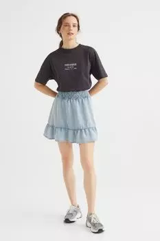 Юбка со сборками H&amp;M, светло-голубой деним