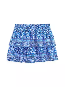 Юбка со сборками и принтом в виде плитки для маленьких девочек Vineyard Vines, цвет katama tile