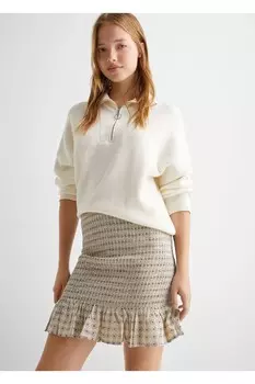 Юбка со сборками с воланом Mango, бежевый