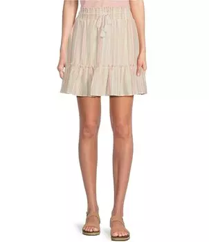 Юбка со сборками со средней посадкой и принтом в несколько полосок Westbound, бежевый