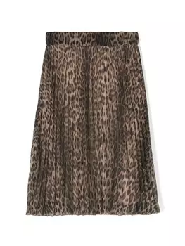 Юбка со складками и анималистичным принтом Roberto Cavalli Junior, коричневый