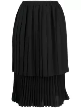 Юбка со складками MM6 Maison Margiela, черный