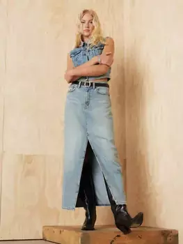 Юбка со столбиком до щиколотки Levi's, цвет Please Hold - Medium Wash