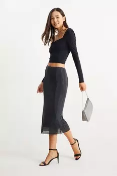 Юбка со стразами Clockhouse, серый