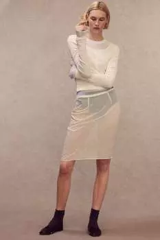 Юбка со стразами H&M, бежевый