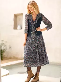 Юбка со вставками Inspirations Inspirationen, цвет Schwarz-Rosenholz-Bedruckt