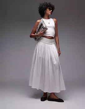 Юбка-солнце Topshop с мятым узором и блеском цвета слоновой кости