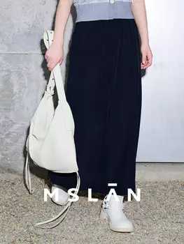 Юбка средней длины Mslan с двойным карманом, темно-синий