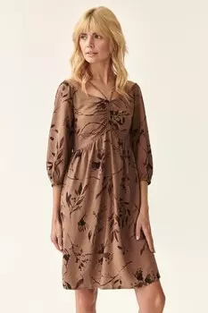 Юбка средней длины с узором Tatuum, коричневый