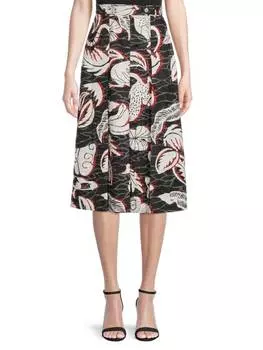 Юбка Stella Jean с принтом листьев, черный