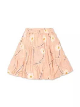 Юбка Stella McCartney Kids с цветочным принтом, розовый