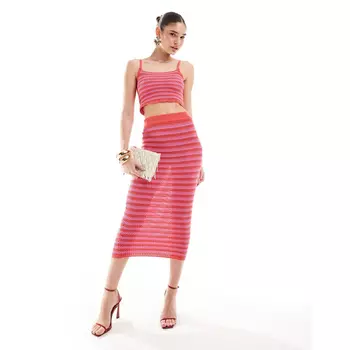 Юбка Style Cheat Crochet Midi, розовый