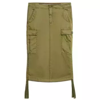 Юбка Superdry Cargo midi skirt, зеленый