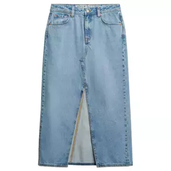 Юбка Superdry Denim Split long skirt, синий