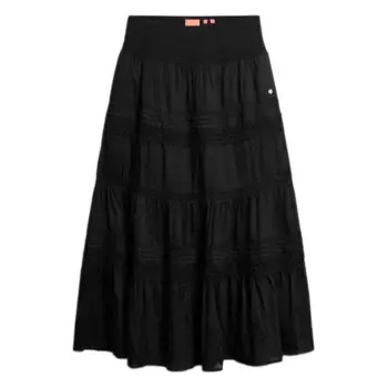 Юбка Superdry Ibiza Lace Mix long skirt, черный