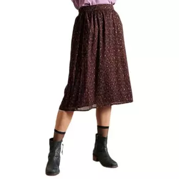 Юбка Superdry Woven Metallic, коричневый