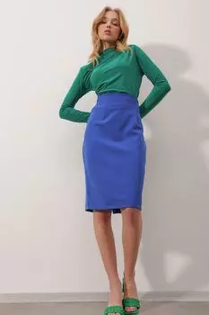 Юбка - Темно-синий - Миди Trend Alaat Stili, темно-синий