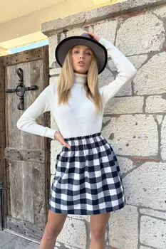 Юбка - Темно-синий - Мини Trend Alaat Stili, темно-синий