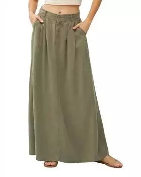 Юбка Tencel полной длины с высокой талией в оливковом цвете RISEN